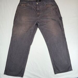 Berkley Jensen Mens Carpenter Pants Faded Black Cotton Canvas Workwear 42x30